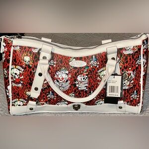 ❤️NEW❤️Ed Hardy Red and White Tattoo Print Shoulder Bag